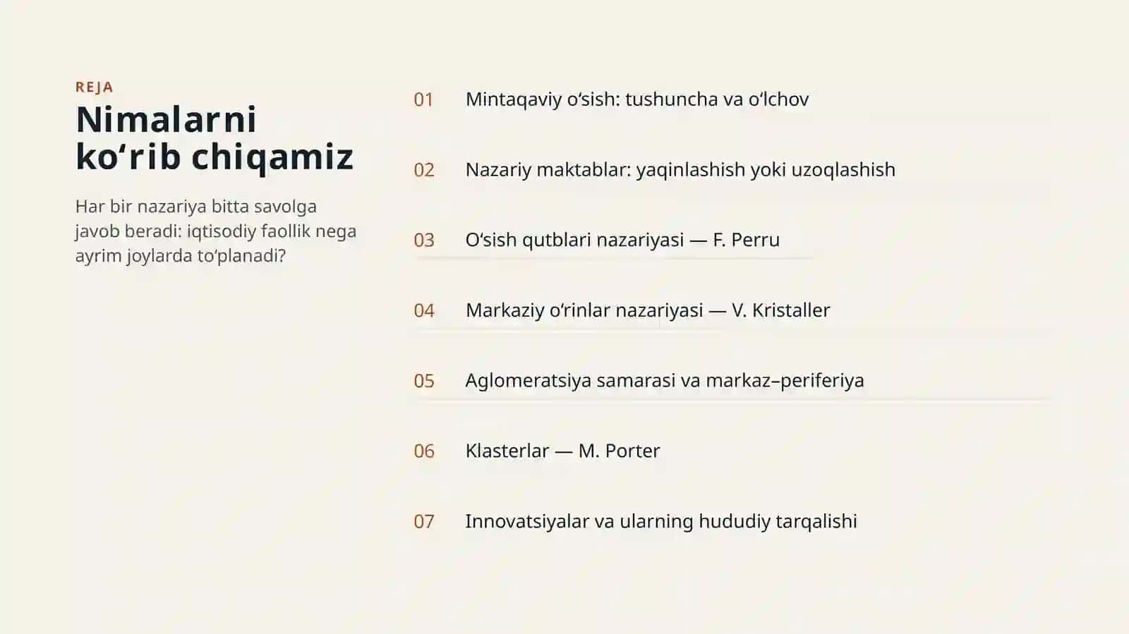 Mintaqaviy iqtisodiy o‘sishning nazariy asoslari – taqdimot (22 slayd) 2