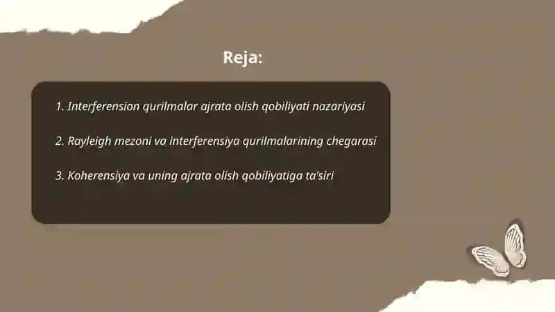 Interferensiya qurilmalarni ajrata olish qobilyati chegarasini aniqlash 2