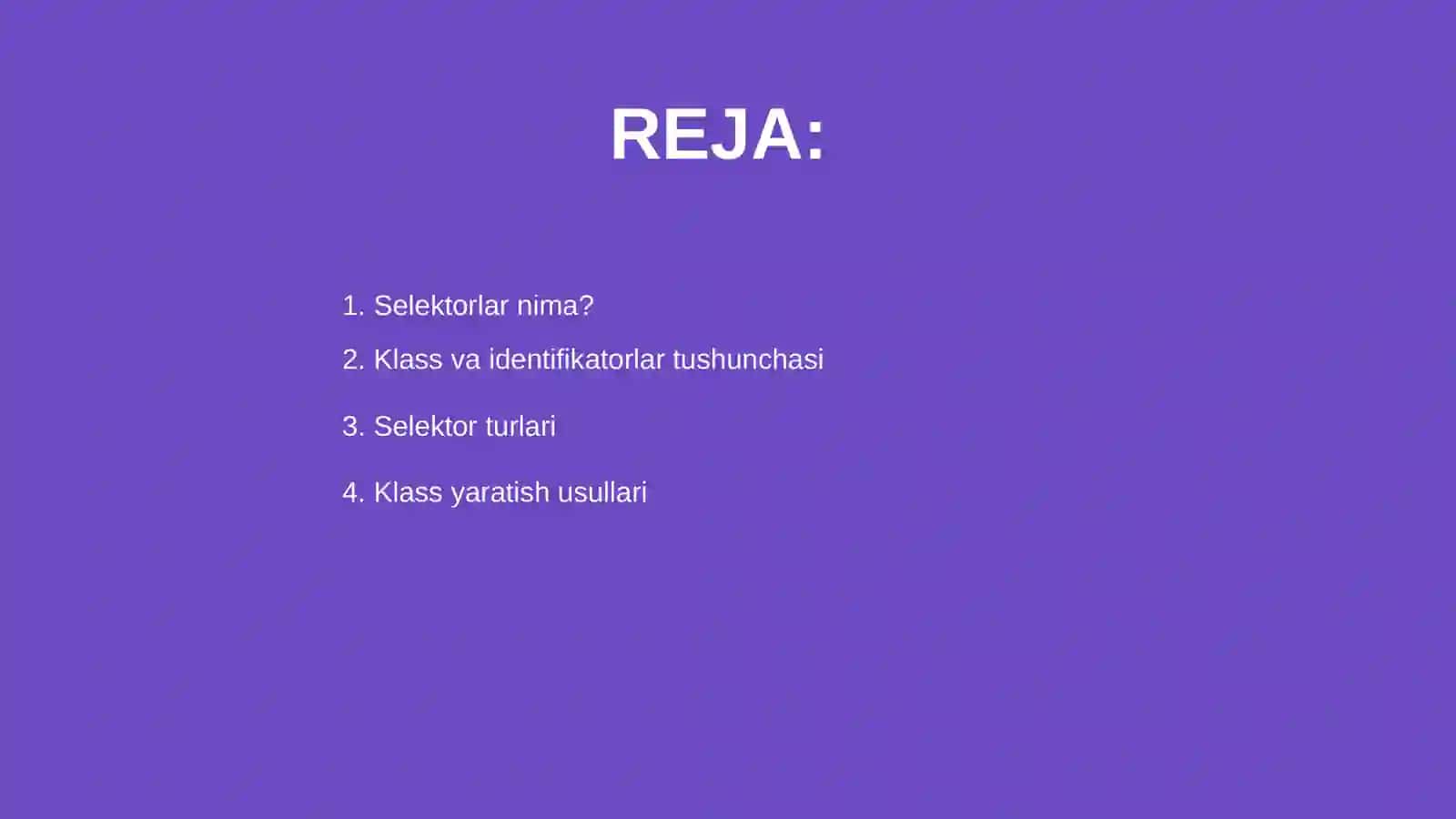Selektor, klass va identifikatorlami yaratish 2
