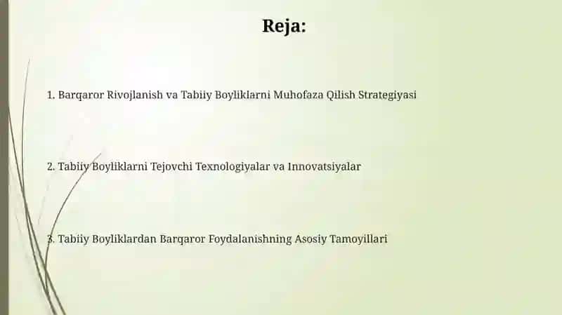 Barqaror Rivojlanish va Tabiiy Boyliklarni Muhofaza Qilish Strategiyasi 2