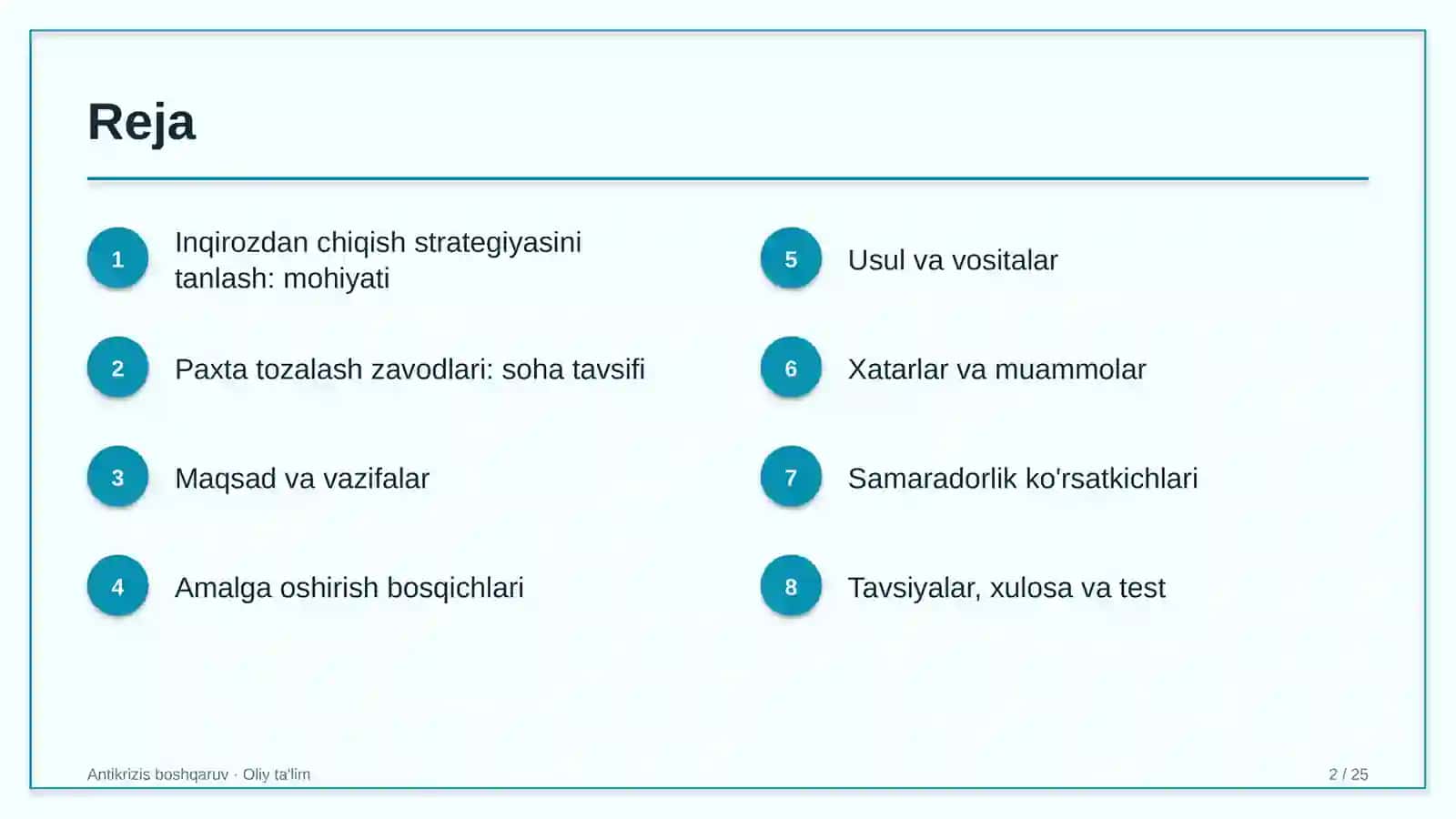 paxta tozalash zavodlarida inqirozdan chiqish strategiyasini tanlash 4159 2