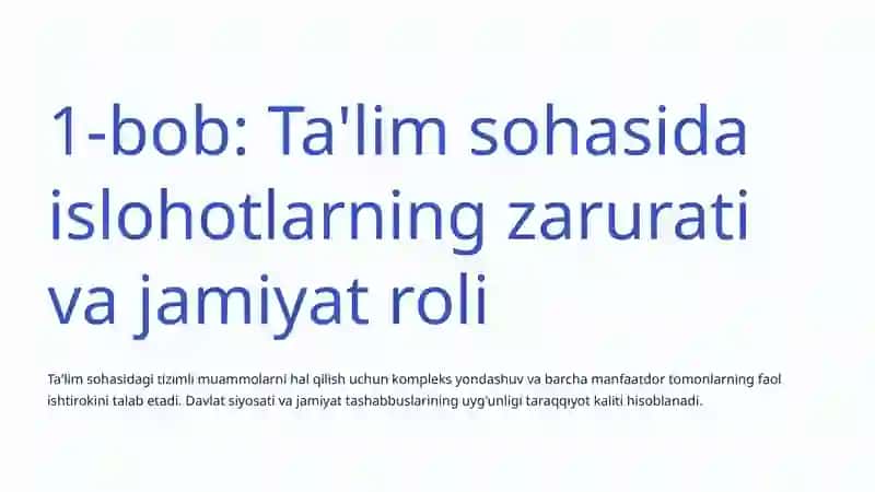 Ta'limda Davlat va Jamiyat Hamkorligi: Yangi Oʻzbekiston Misoli 2
