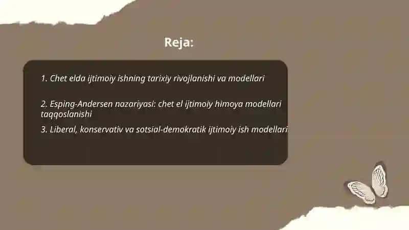 Chet elda ijtimoiy ishninig modellari 2