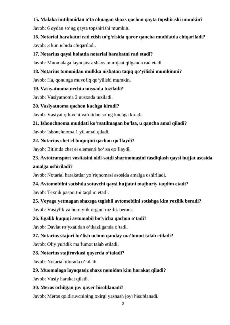 Notariat fanidan test javoblari 2