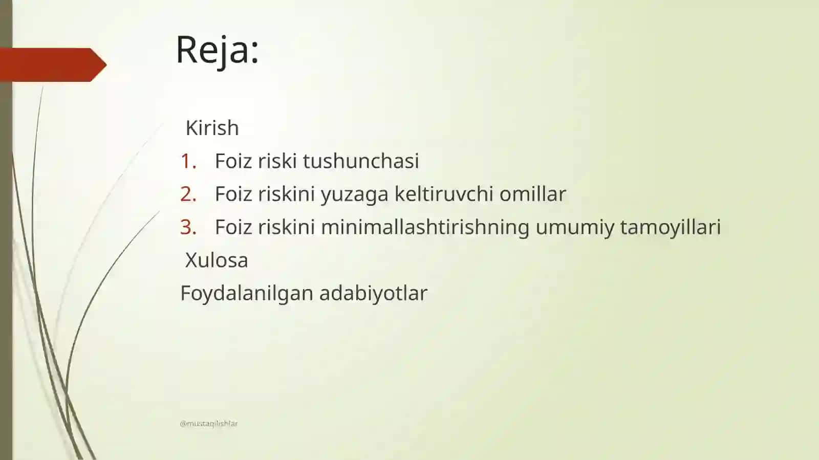 Foizrisklarining iqtisodiy mohiyati va uning o'ziga kelish sabablari 2