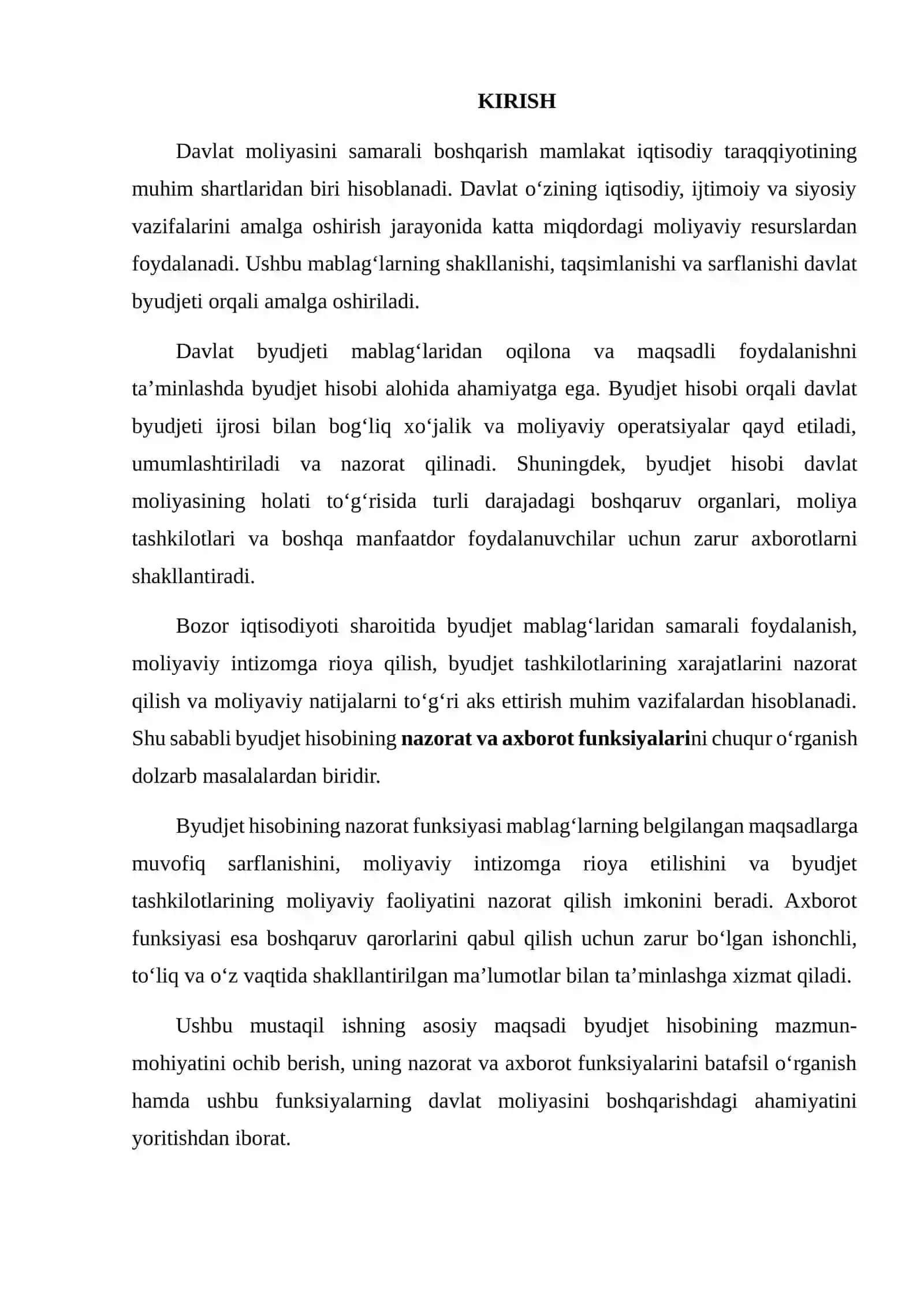 DAVLAT BYUDJETI VA DAVLAT MAQSADLI JAMG‘ARMALARI BYUDJETLARINING IJROSI BO‘YICHA BYUDJET HISOBINING AXBOROT TIZIMLARI VA ULARDAN FOYDALANISH 2