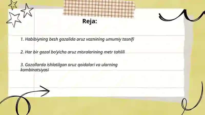 Habibiy lirikasida aruz vazni: besh gazal misolida 2