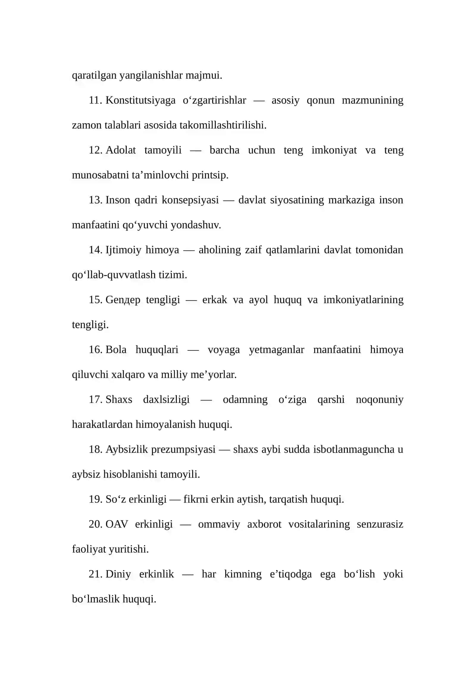 Yangi O‘zbekistonda inson haq-huquqlari va erkinliklari kafolatining yaratilishi 2