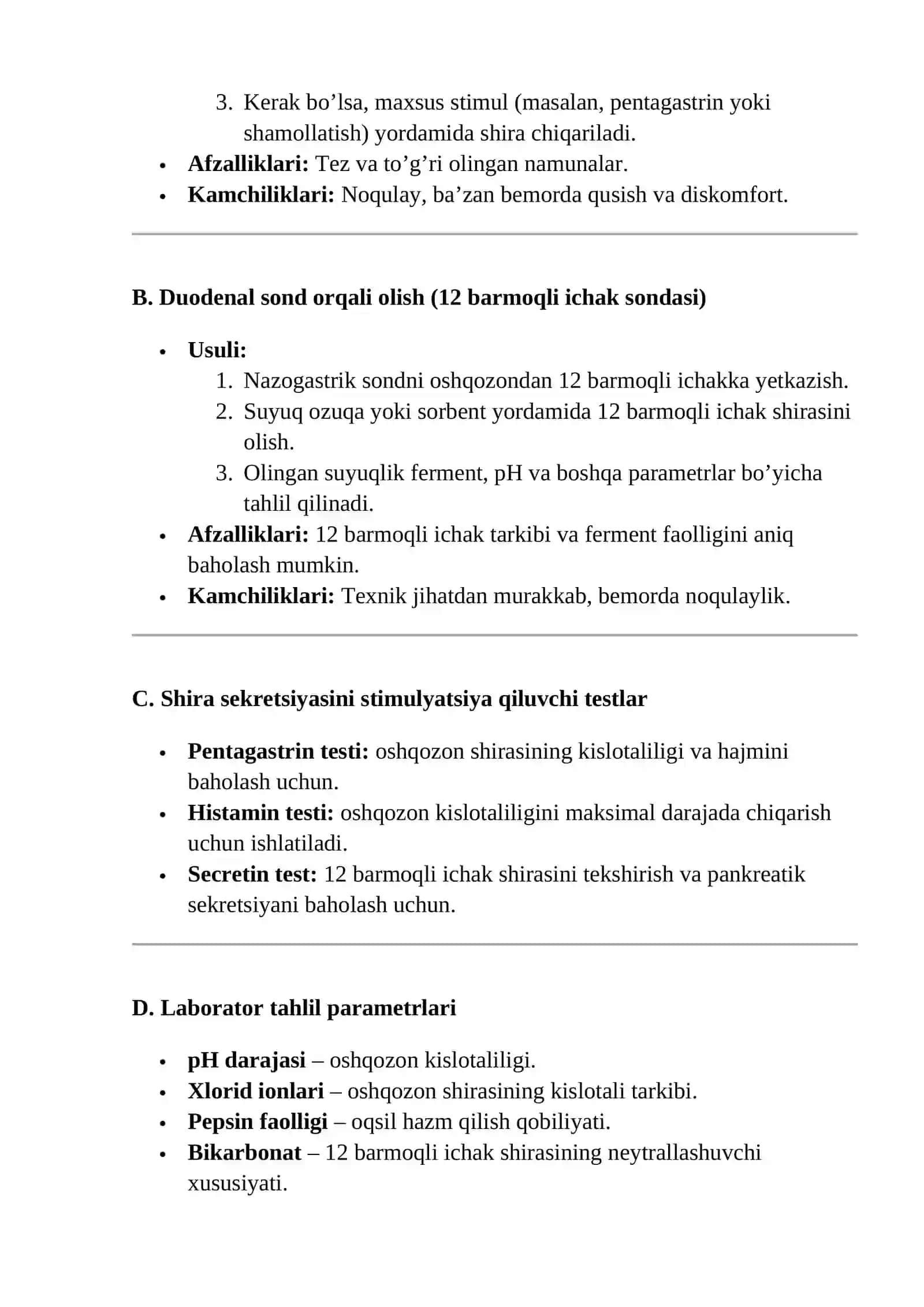 Me’da va 12 barmoq ichak suyuqligini tekshirish maqsadi va usullari 2