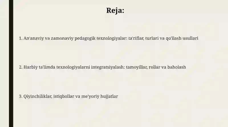 Ananaviy va zamonaviy pedagogik texnologiyalarning harbiy taʼlimda qo'llash qoidalari 2