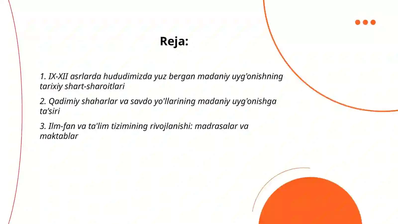 IX-Xll asrlarda mamlakatimiz hududida ro'y bergan madaniy uyg'onish(Renessans) 2
