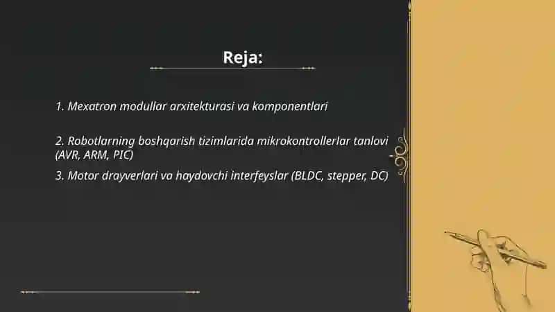 Mexatron modullar va robotlarning boshqarish qurilmalari. 2