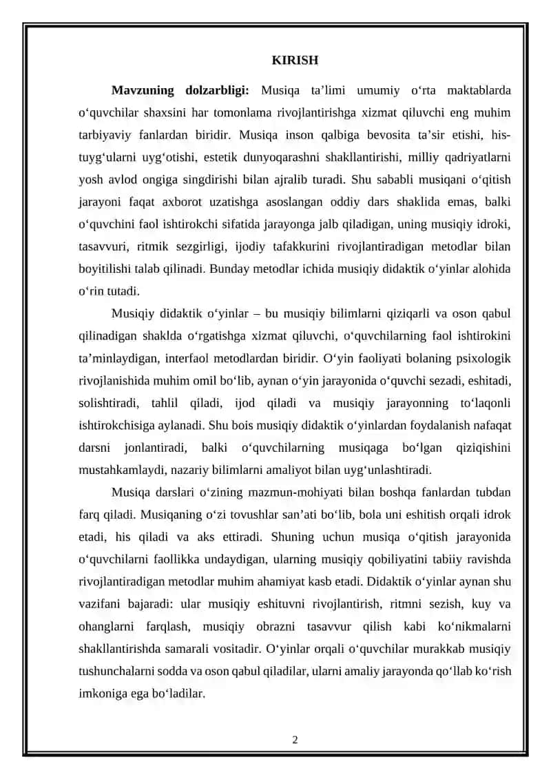 Musiqa o'qitishda musiqiy dedaktik o'yinlarni tashkil etish usullari 2