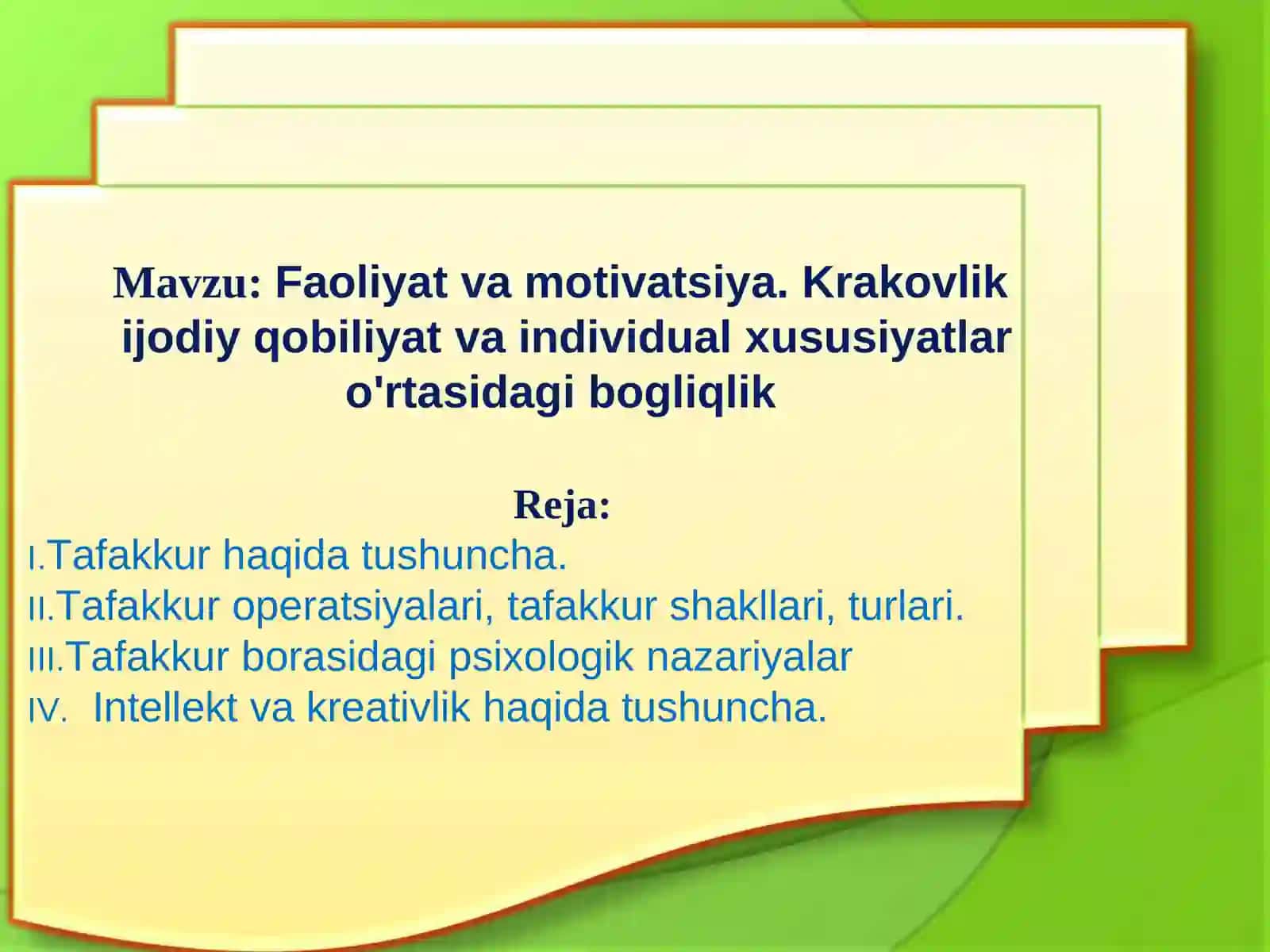 Faoliyat va motivatsiya 2