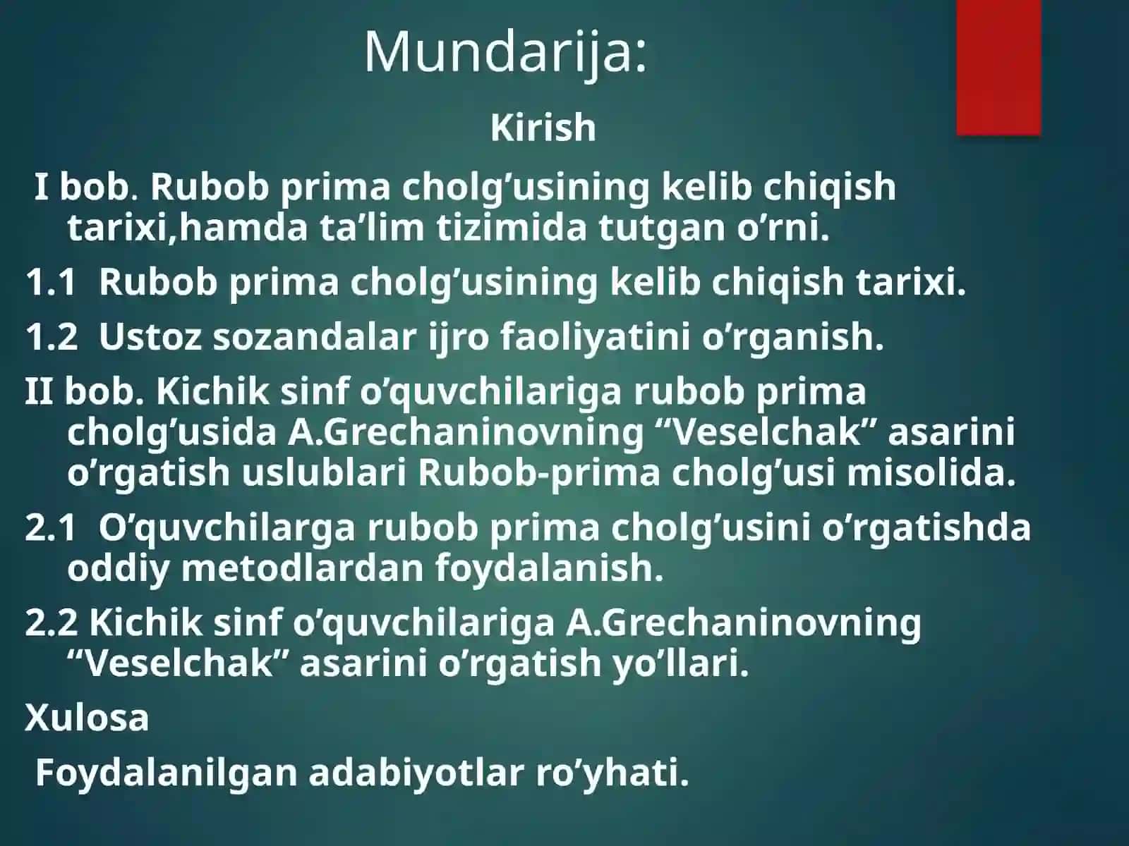 A.Grechaninovning "Veselchak" asarini oʻrgatish uslubi 2
