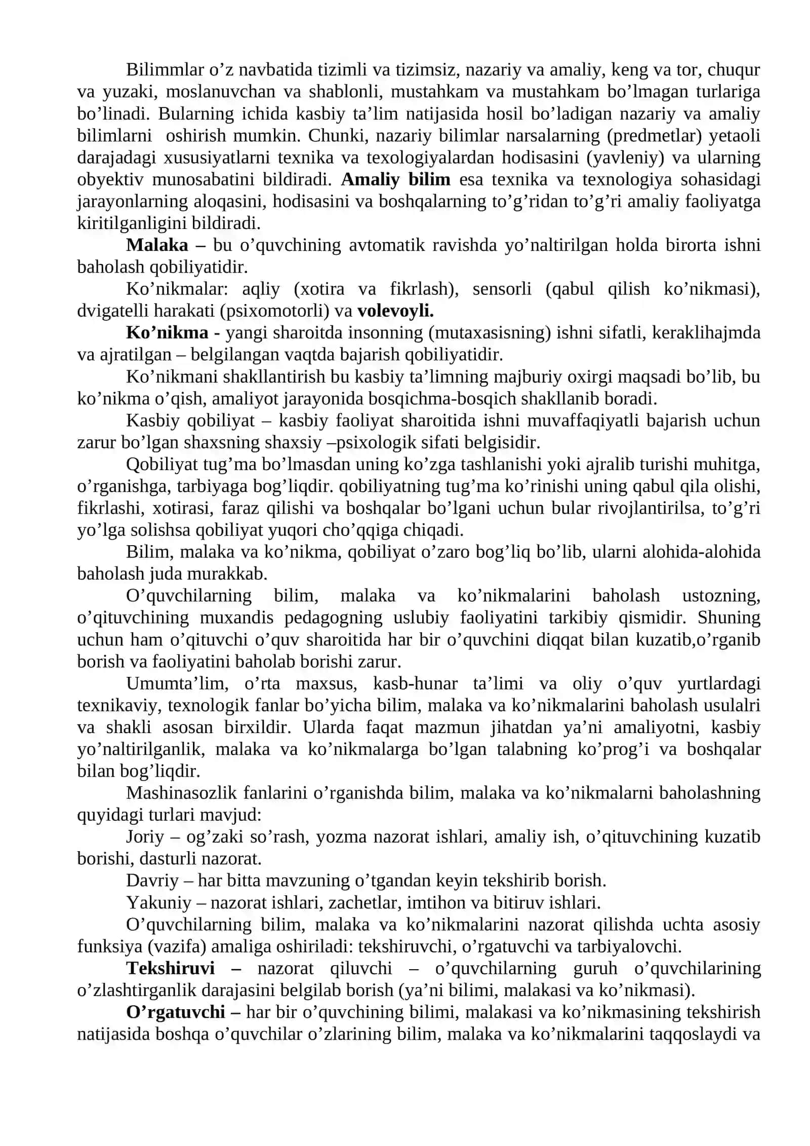 O’quvchilarni bilim, malaka ko’nikmalarini nazorat qilish va baholash usullari 2