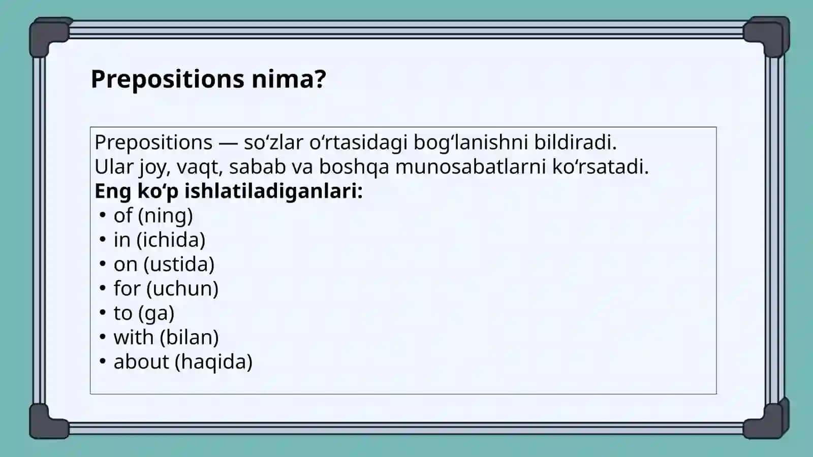 Preposition after nouns 2