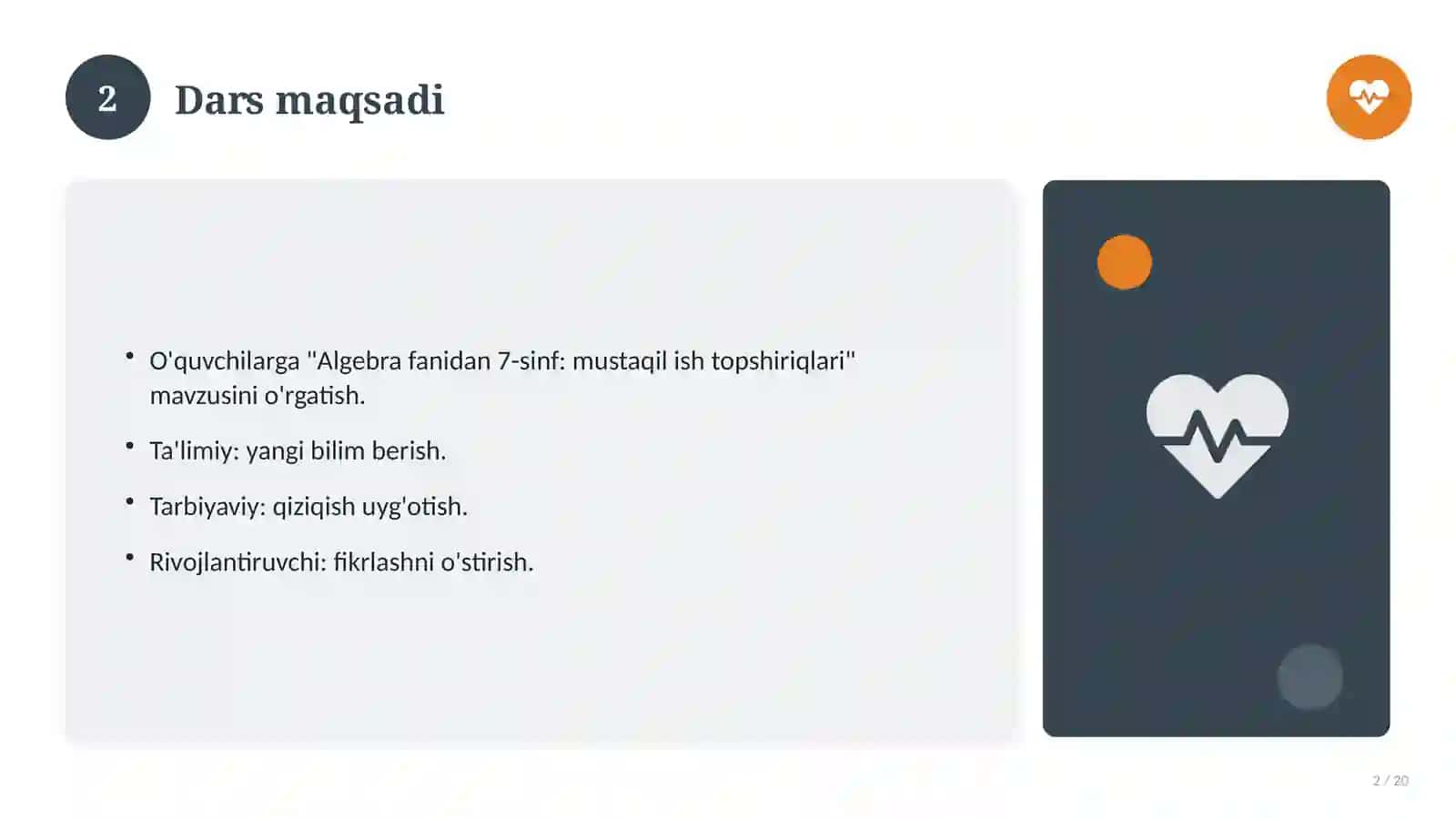 Algebra fanidan 7-sinf: mustaqil ish topshiriqlari 2