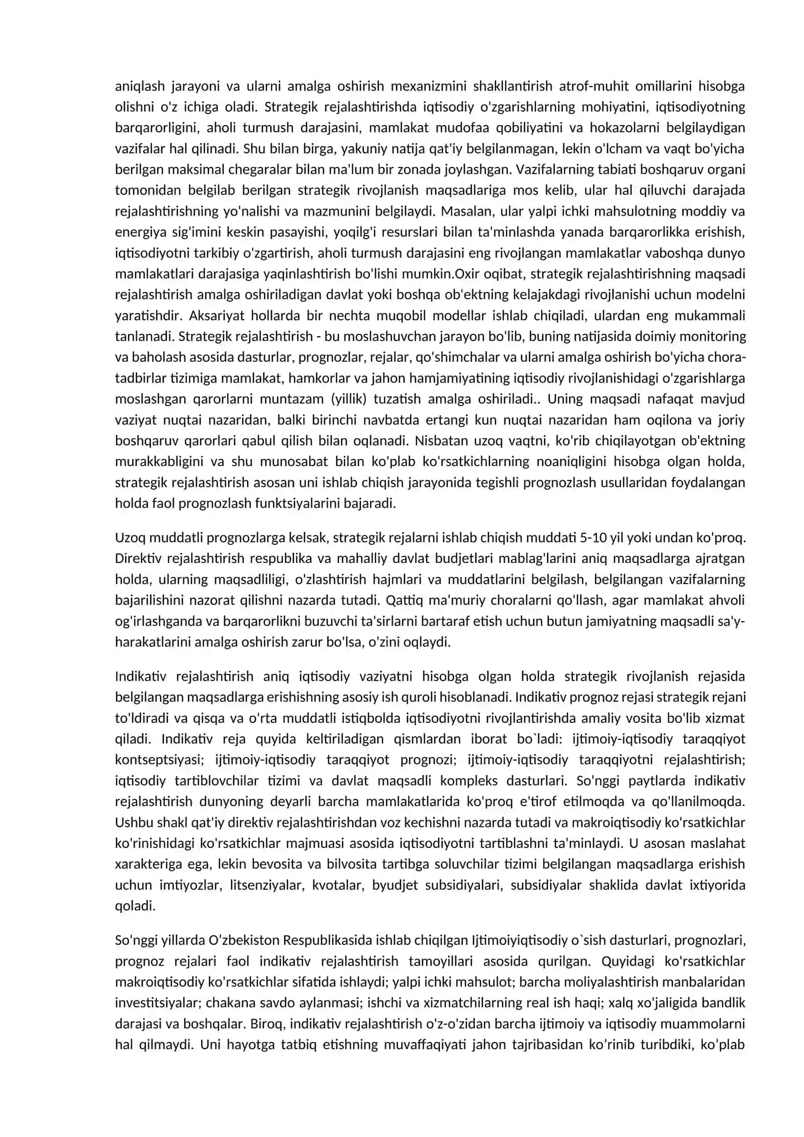 Davlatning ijtimoiy-iqtisodiy rivojini dasturlash, prognozlash va rejalashtirish siyosati 2