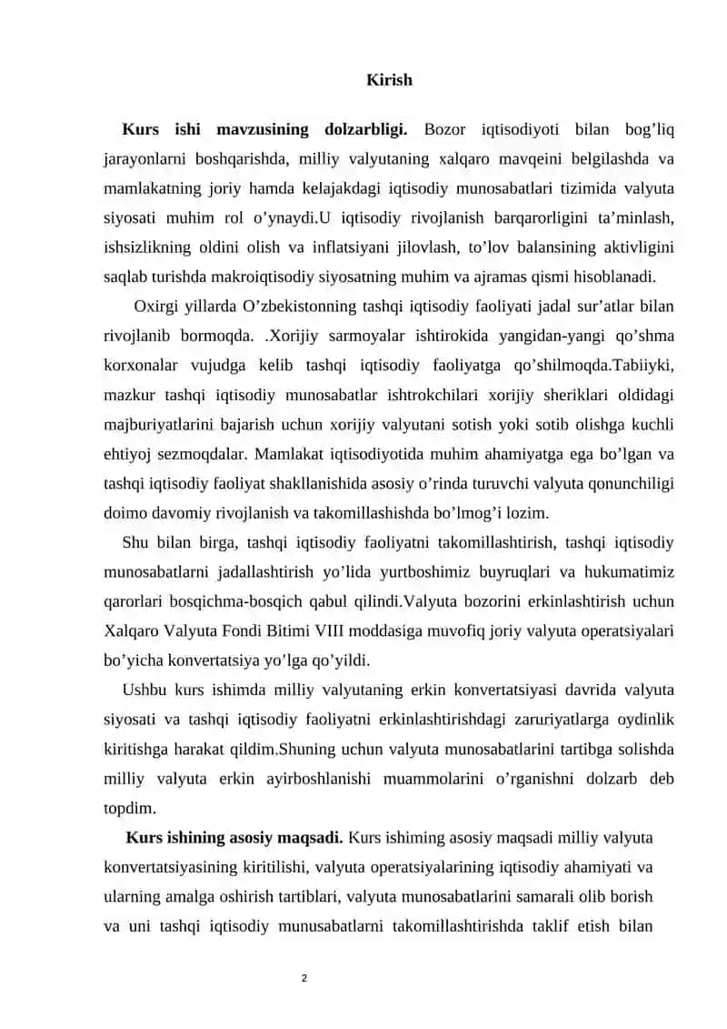 O‘zbekiston Respublikasi valyuta siyosati 2