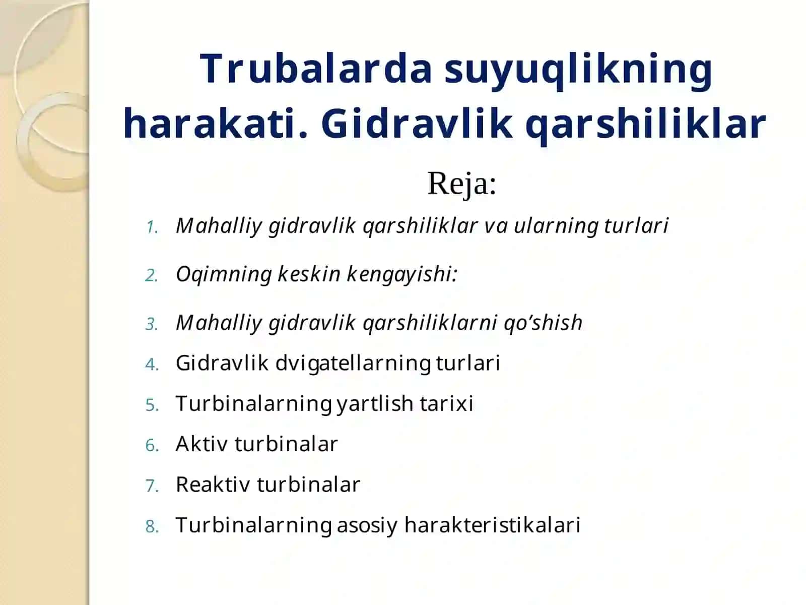 Mahalliy gidravlik qarshiliklar va ularning turlari 2