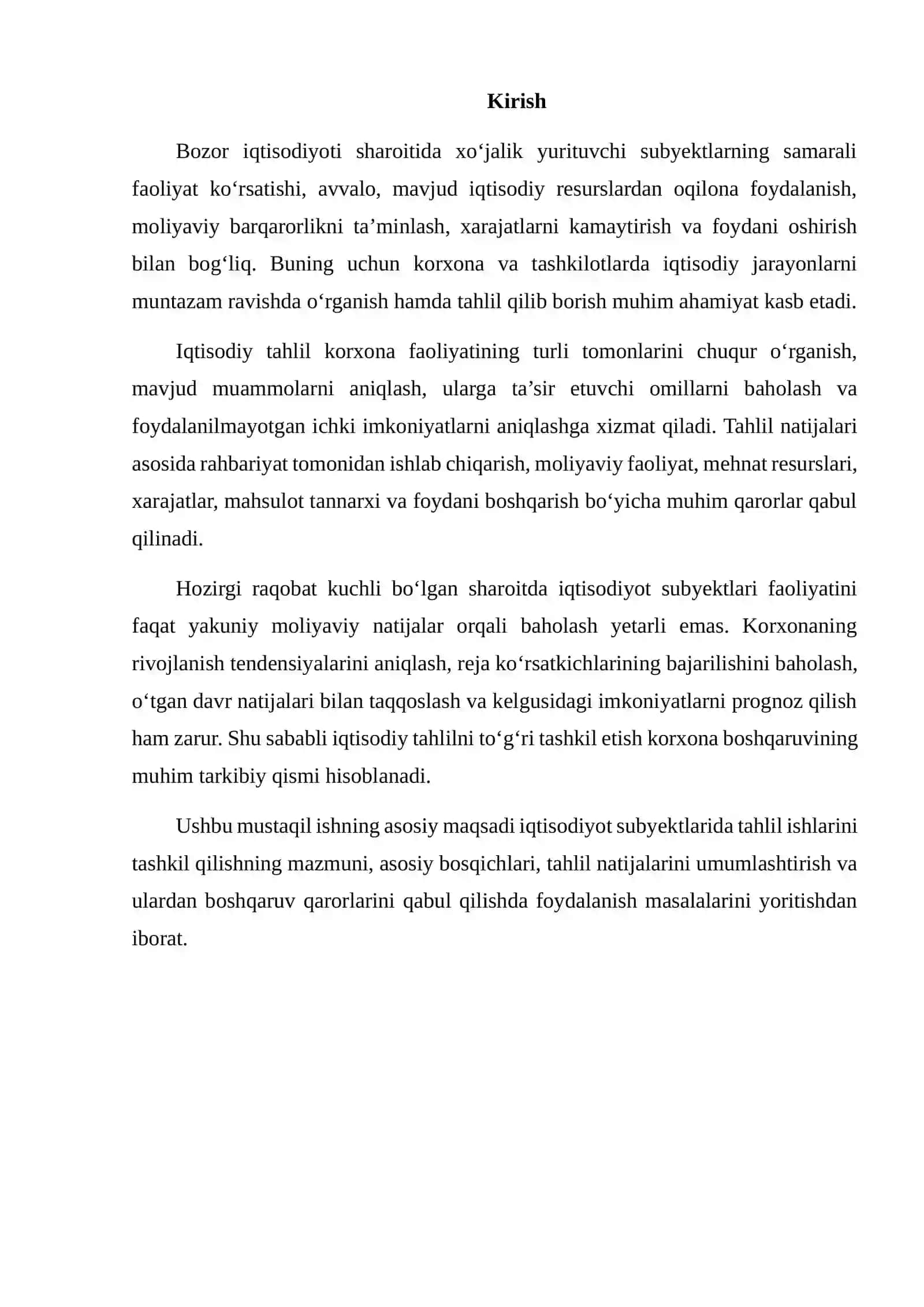 IQTISODIYOT SUBYEKTLARIDA TAHLIL ISHLARINI TASHKIL QILISH BOSQICHLARI 2