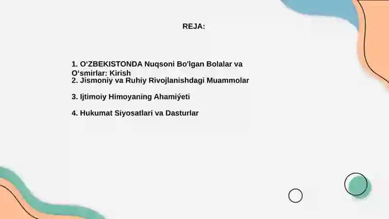 OʻZBEKISTONDA Nuqsoni Bo'lgan Bolalar va Oʻsmirlar 2