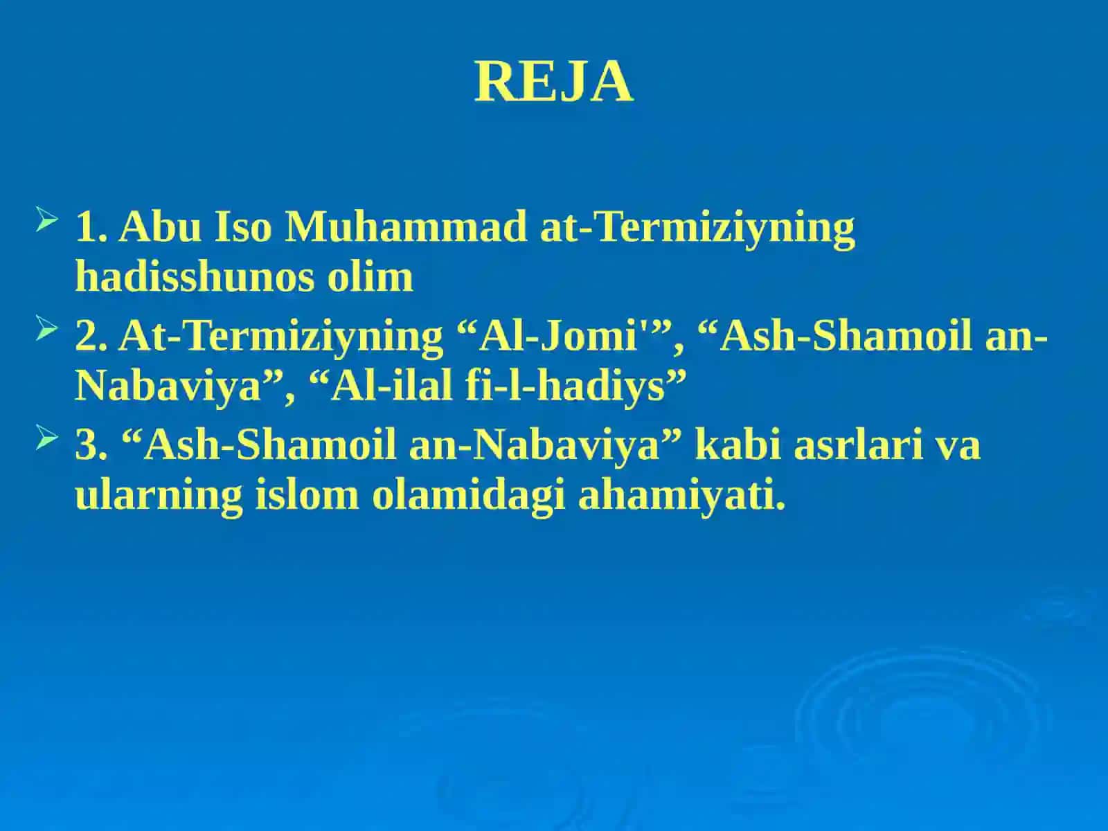 ABU ISO MUHAMMAD AT-TERMIZIYLARNING HAYOTI VA ILMIY MEROSI 2