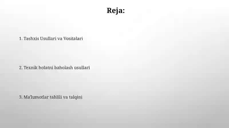 Mashinalarni texnik xolatini aniqlash va texnik diagnostikasi 2