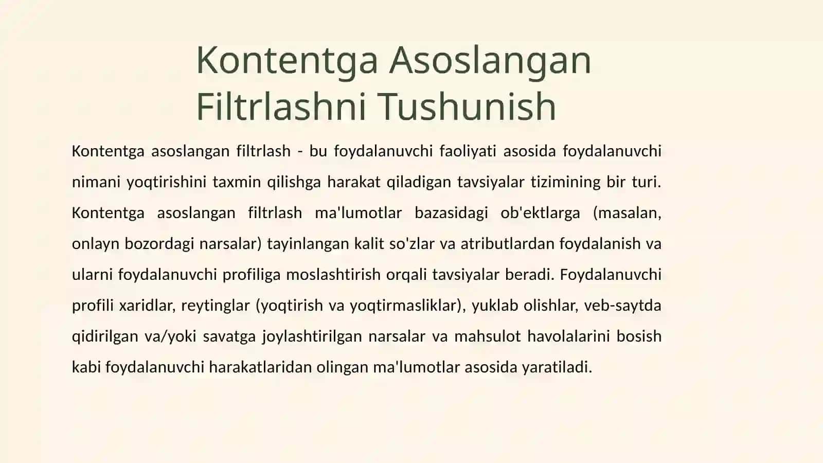 Kontentga asoslangan filtrlash 2