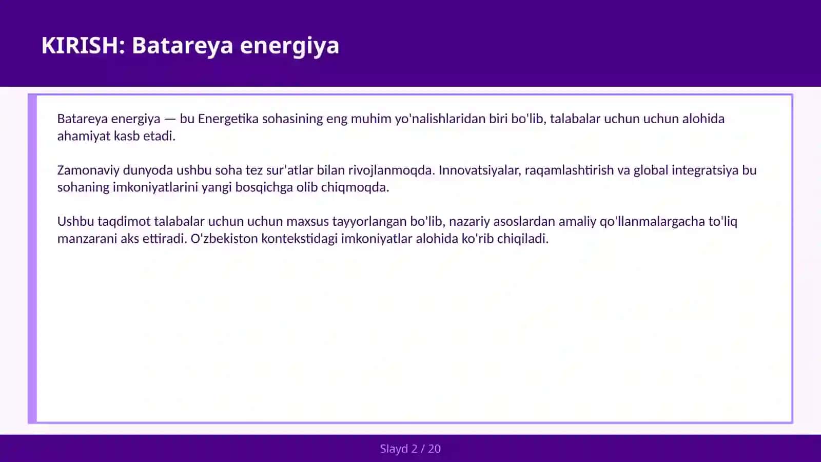 Batareya energiya 2
