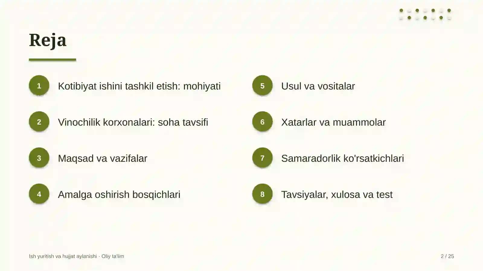 vinochilik korxonalarida kotibiyat ishini tashkil etish 9622 2