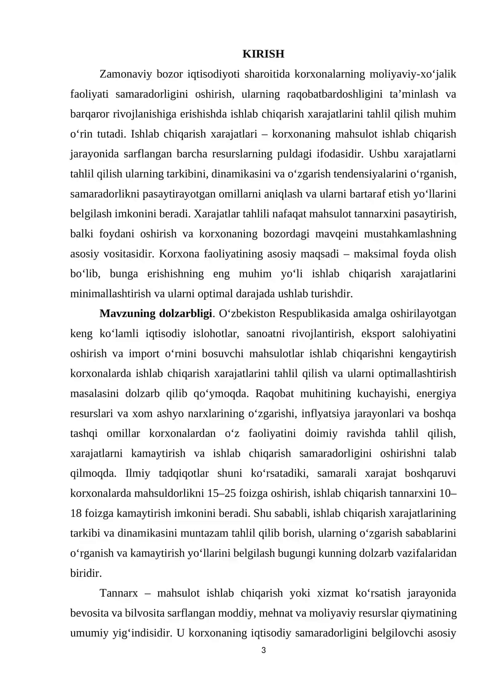 Ishlab chiqarish xarajatlari tahlili 2