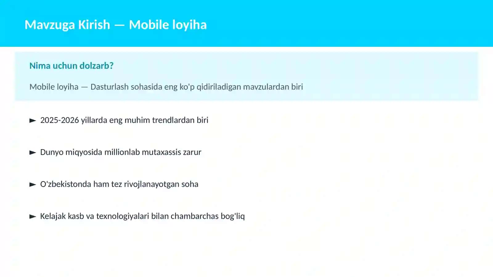 Mobile loyiha 2