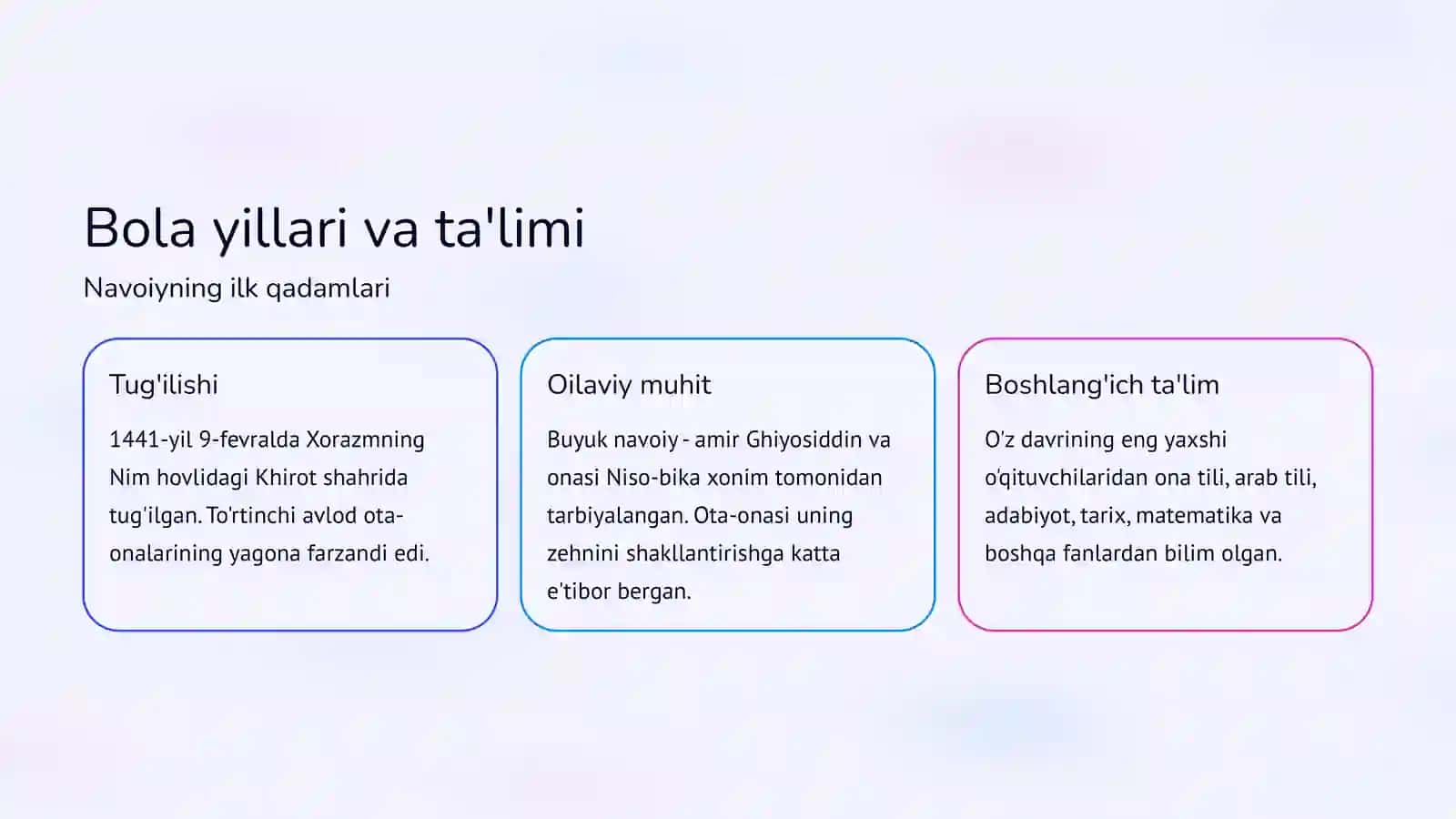 Alisher Navoiy hayoti va ijodi haqida asosiy ma’lumotlar 2