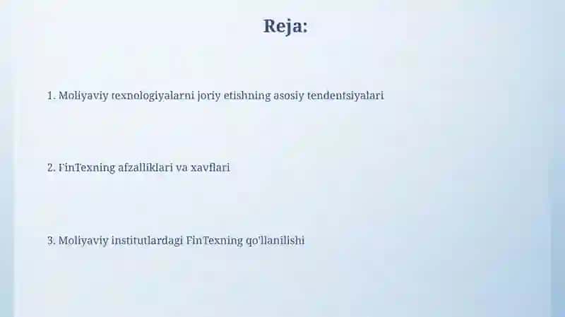 Moliyaviy tashkilotlarda moliyaviy texnologiyalar joriy etish 2