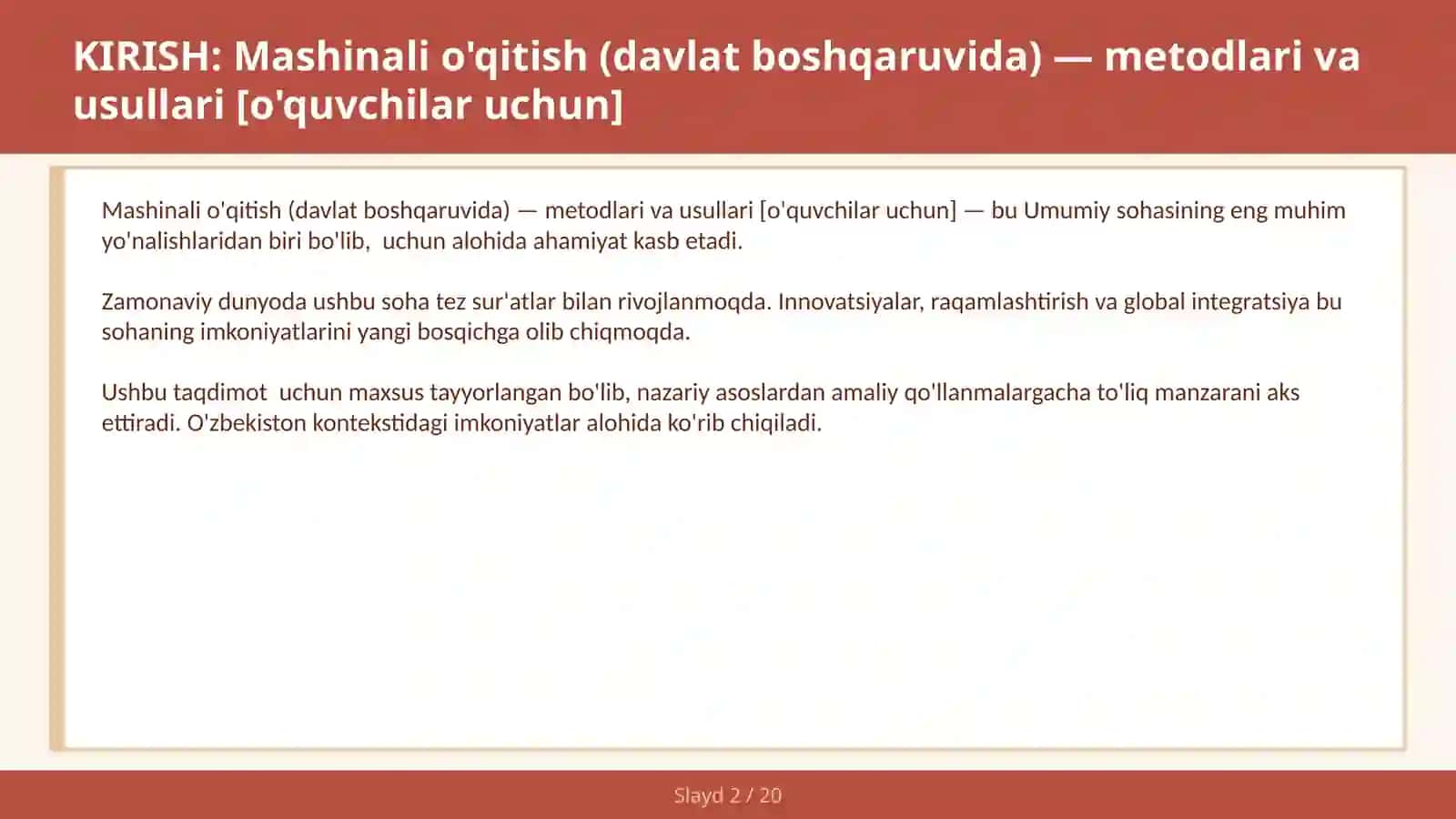 Mashinali o'qitish (davlat boshqaruvida) — metodlari va usullari [o'quvchilar uchun] 2