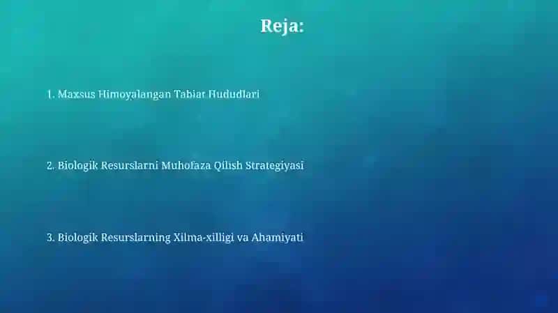 Biologik Resurslarni Muhofaza Qilish Strategiyasi 2