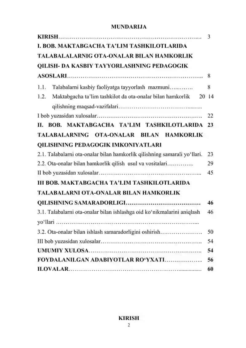 MAKTABGACHA TA'LIM YO‘NALISHI TALABALARINI OTA-ONALAR BILAN HAMKORLIK QILISHGA KASBIY TAYYORLASH 2