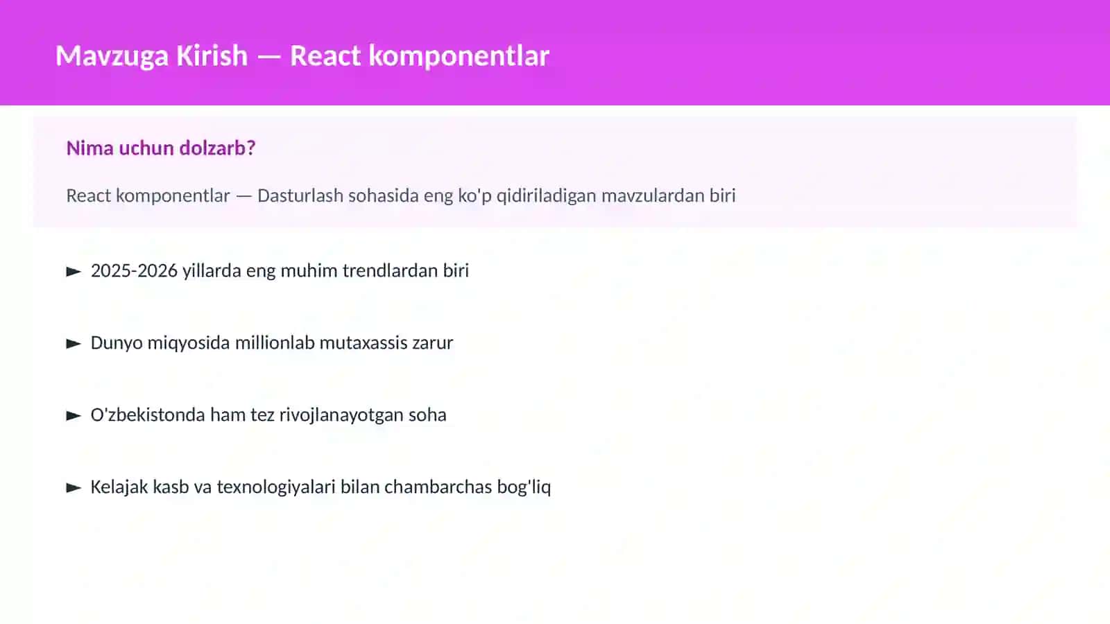 React komponentlar 2