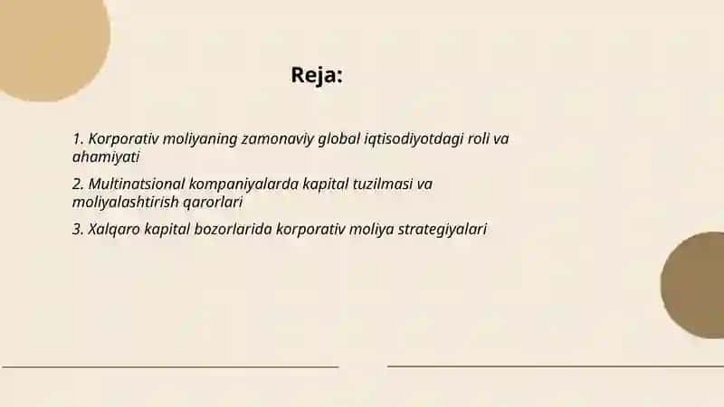 Korporativ moliya zamonaviy global iqtisodiyotda 2