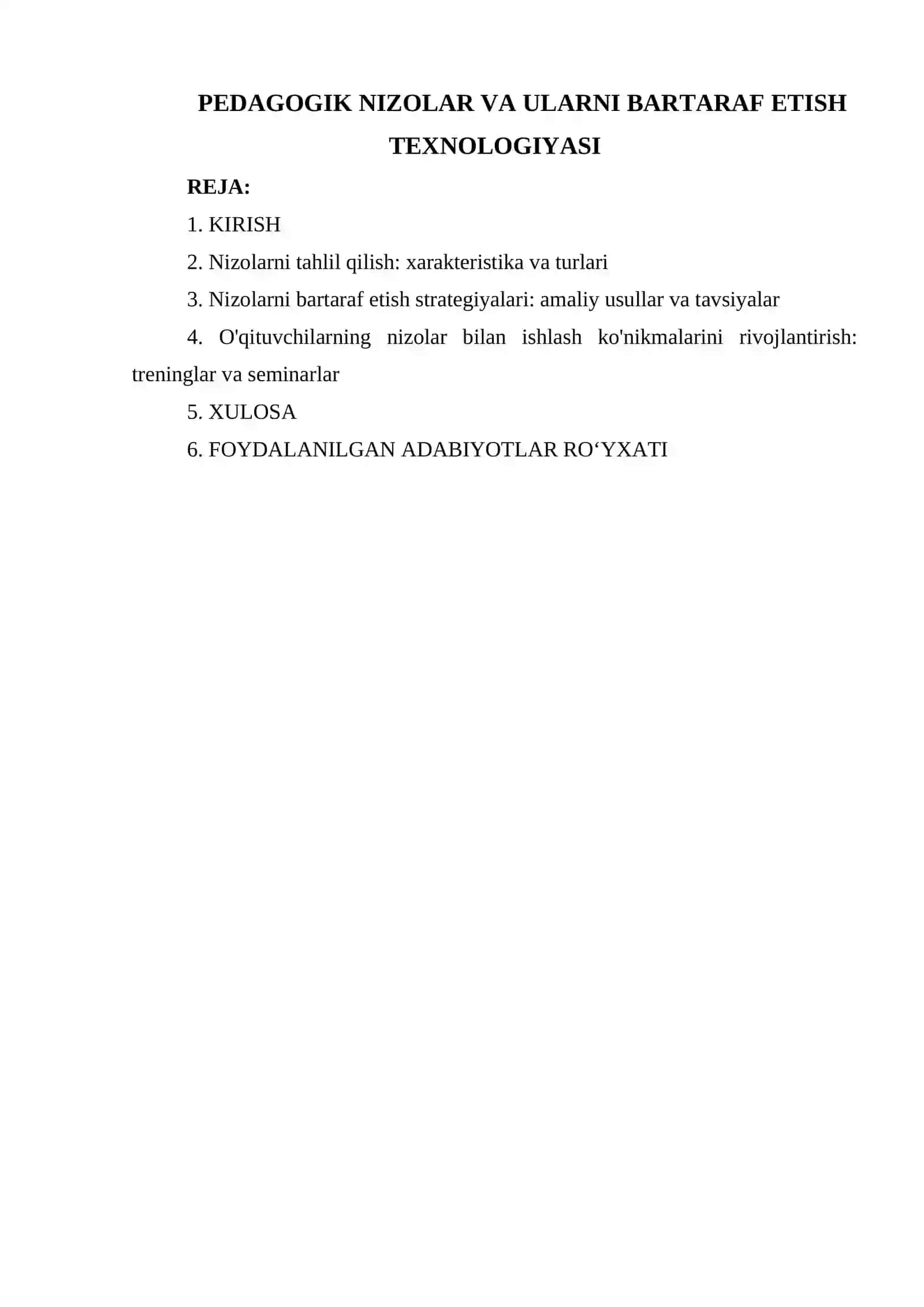 PEDAGOGIK NIZOLAR VA ULARNI BARTARAF ETISH TEXNOLOGIYASI 2