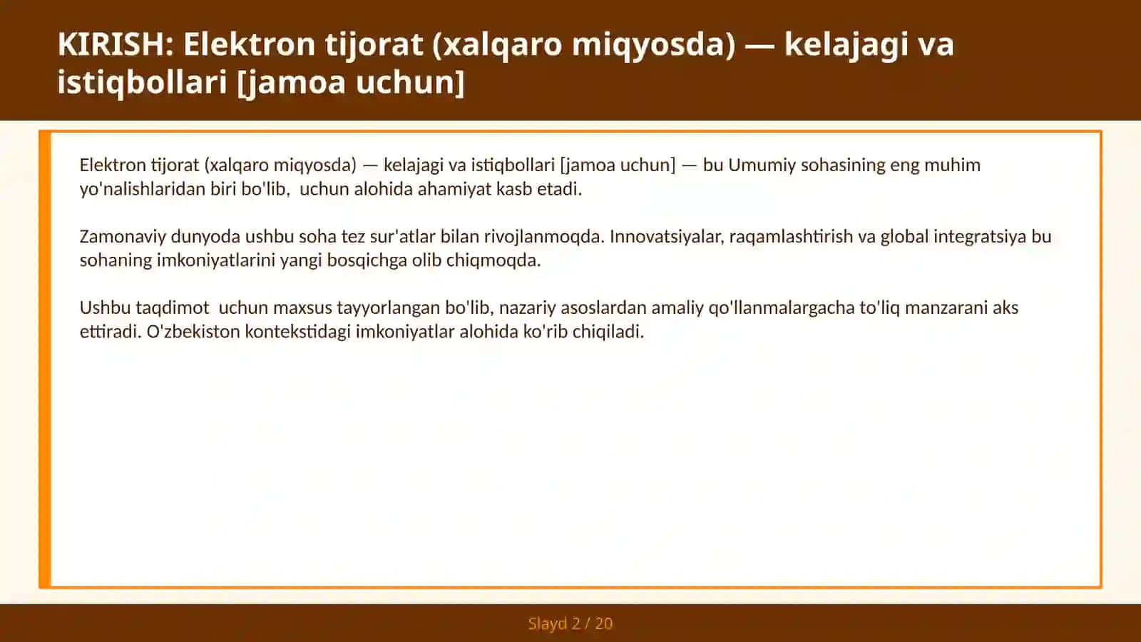 Elektron Tijorat (Xalqaro Miqyosda) - Kelajagi va Istiqbollari [Jamoa Uchun] 2