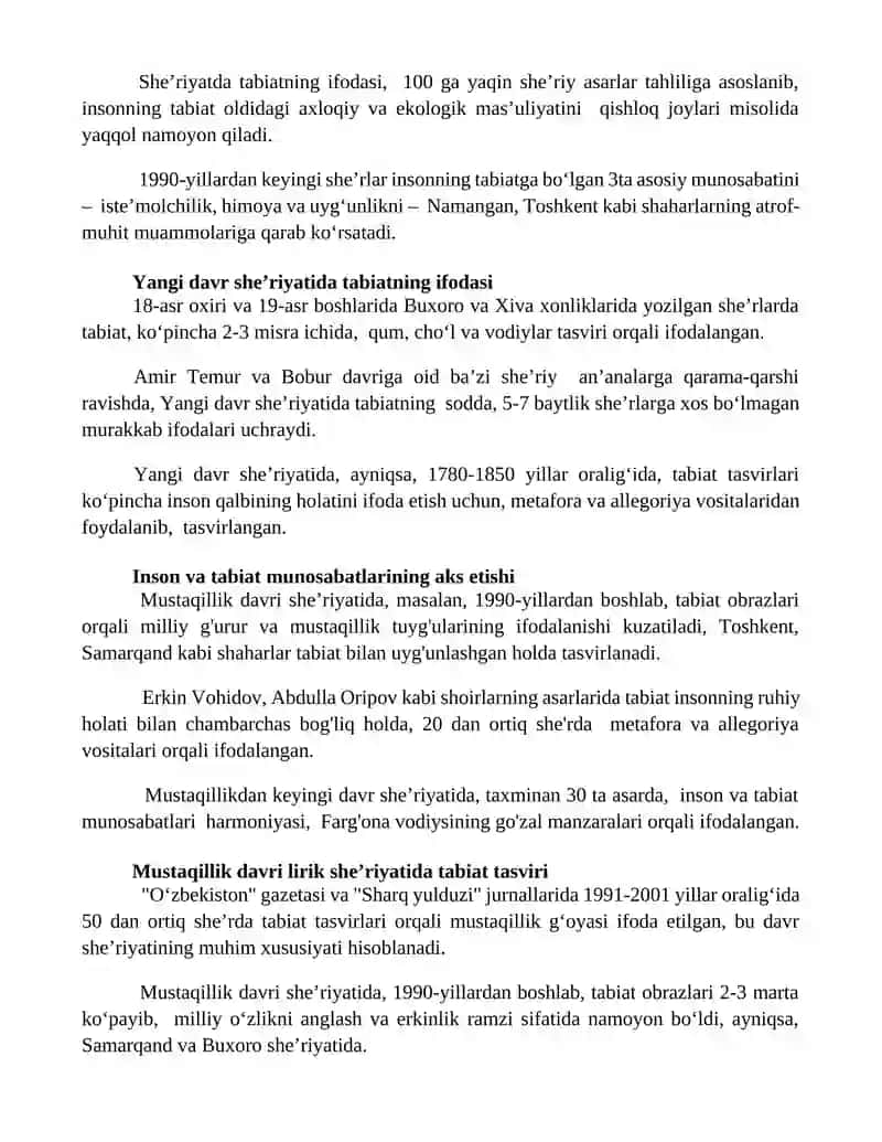 Mustaqillik davri lirikasida tabiat va inson munisabatlari tasviri 2