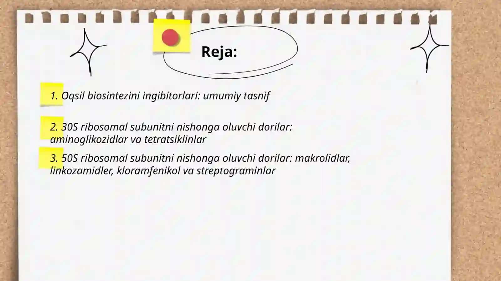 Oqsil biosintezi ingibitorlari (dori vositalari prepararlar va bakterial toksiklar) 2