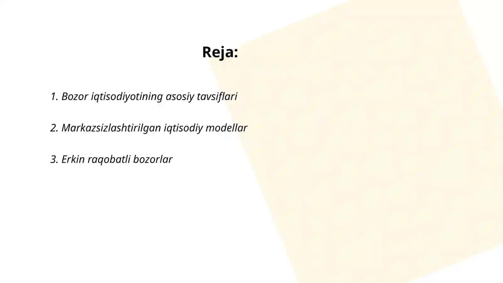 Bozor iqtisodiyoti modellari 2