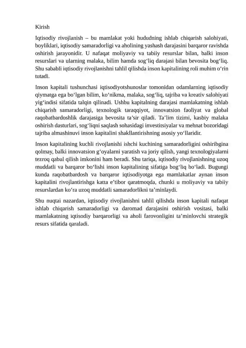 Iqtisodiy rivojlanishni tahlil qilishda inson kapitali roli 2
