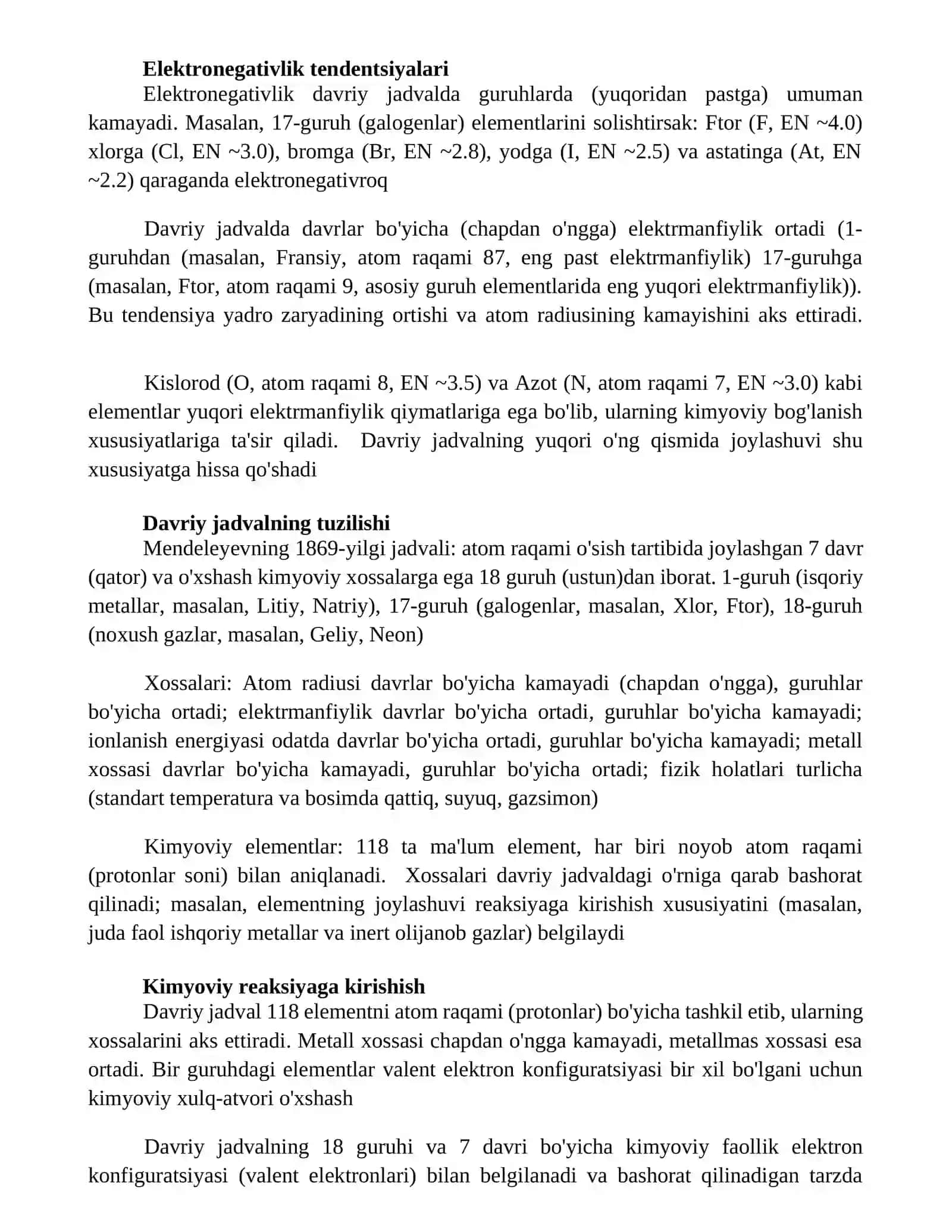 Mendeleyev jadvali d elementlar va ularning xossalari 2