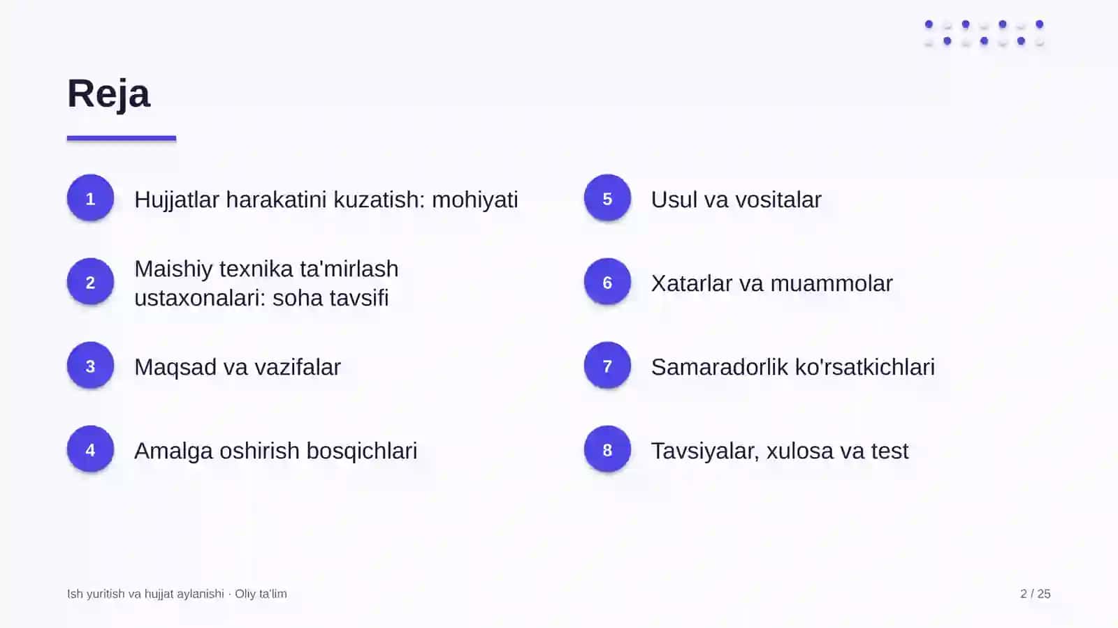 Maishiy texnika ta'mirlash ustaxonalarida hujjatlar harakatini kuzatish 2