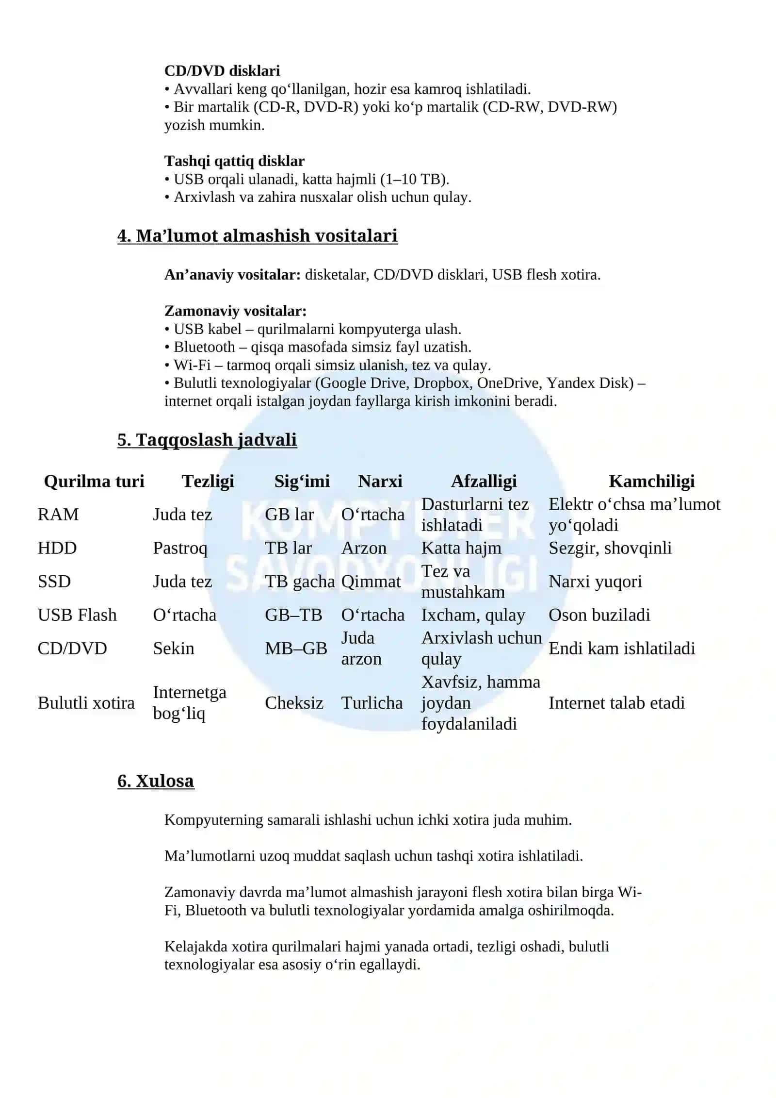 Xotira qurilmalari 2
